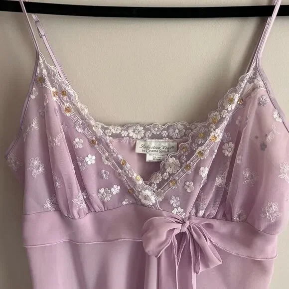 Seductive Wear Vintage Sexy Floral Embroidered Slip Dress Night Gown Lingerie To - Picture 3 of 5